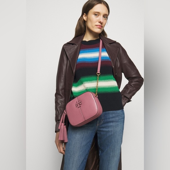 Tory Burch | Pink Magnolia McGraw Crossbody Camera Bag & Dust Bag - Picture 2 of 8